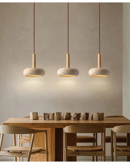 Japandi LED Pendant Lamp Yellow Stone Wabi Sabi Ambient Design