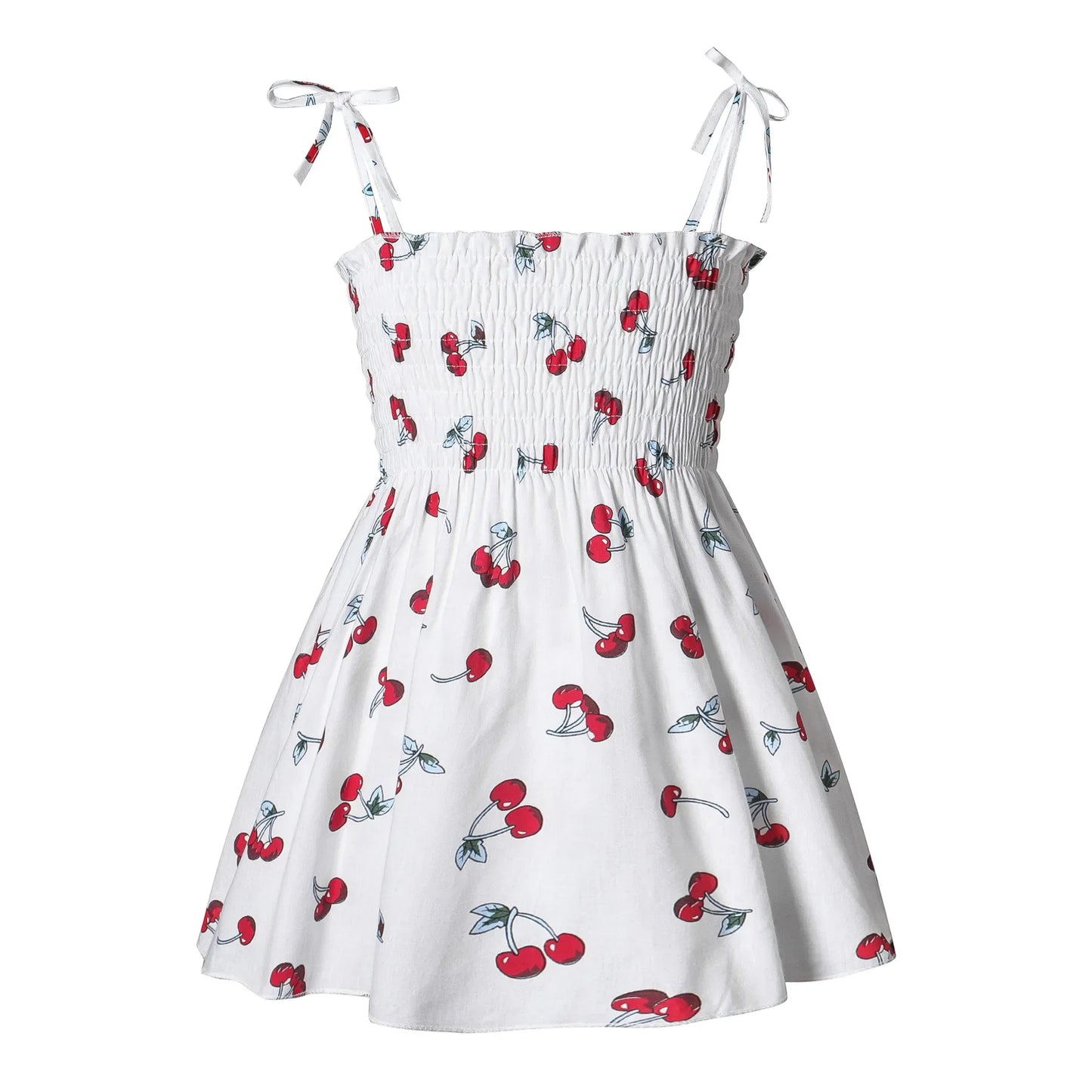 Soft girls' floral sundress - smocked bodice, polyester, for casual beach party