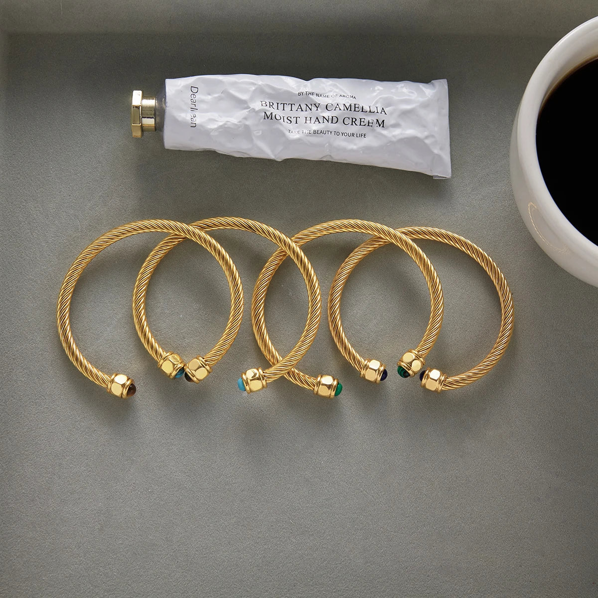 Gold Plated Stainless Steel Stackable Bracelet Set Cuff Jewelry For Elegant Layering Spring 2026 Gift