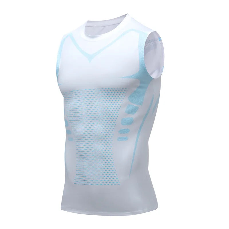 Quick-dry men's compression tank top – polyester, sleeveless, gym and bodybuilding vest