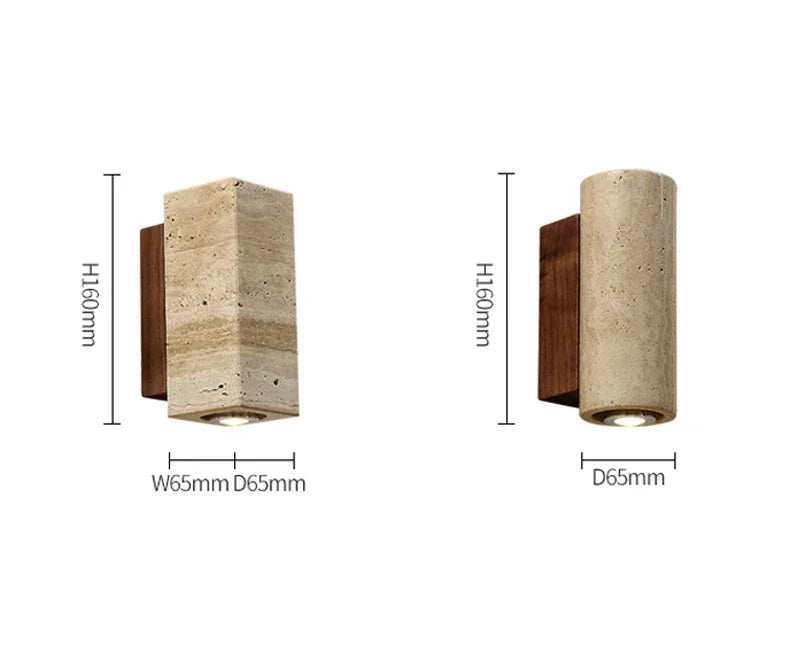 Japandi Yellow Marble LED Wall Sconce Wabi Sabi Bedside Light