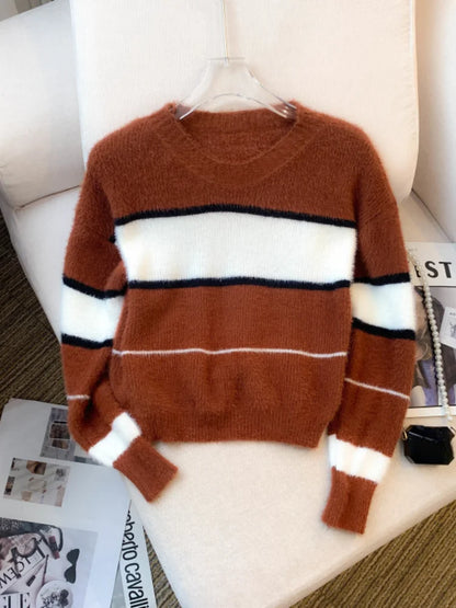 Soft Womens Crewneck Sweater - Boxy Brushed Knit Fall
