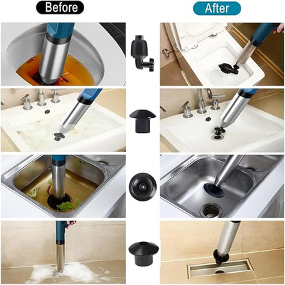 Toilet Plunger Kit Pneumatic Drain Unblocker With High Pressure Blaster Stainless Steel Tools Home DIY 2026