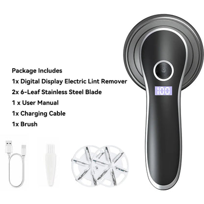 Electric Digital Display Lint Remover Portable Fabric Shaver for Clothes Fluff and Hair Balls