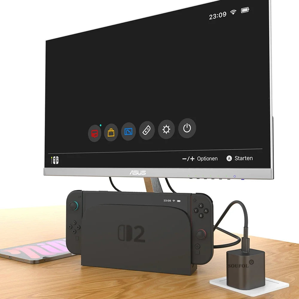 Cargador rápido USB C de 60W con enchufes EU US UK para Switch2