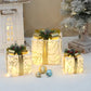 Decorative LED Gift Box Set with Bow - 3/4pcs Hollow Christmas Lights for Home, Outdoor, and Party Decor