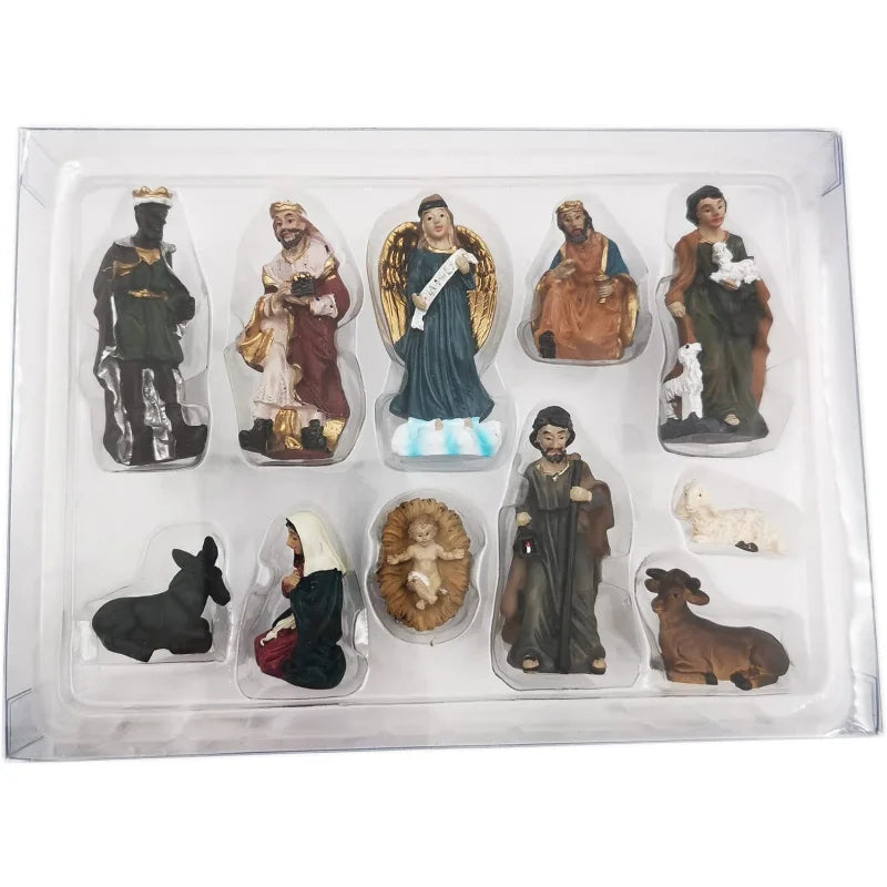 Nativity Set 11-Piece Resin Christmas Ornaments Manger Scene Catholic Figurines Decor Holiday 2025 Gift