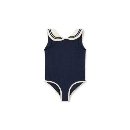 Blødt unisex baby badetøj sæt - klassisk sømand-stil heldragt, top, nederdel og romper, nylon, sommerstranddage