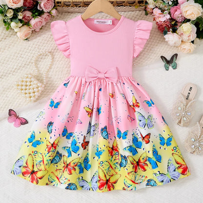 Breathable girls' dress - lace-up sling, sleeveless, flowy, polyester, for summer