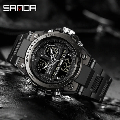 Digital Sports Watch Dual Display LED Military Style Rugged Watch Fall 2026 Water Resistant