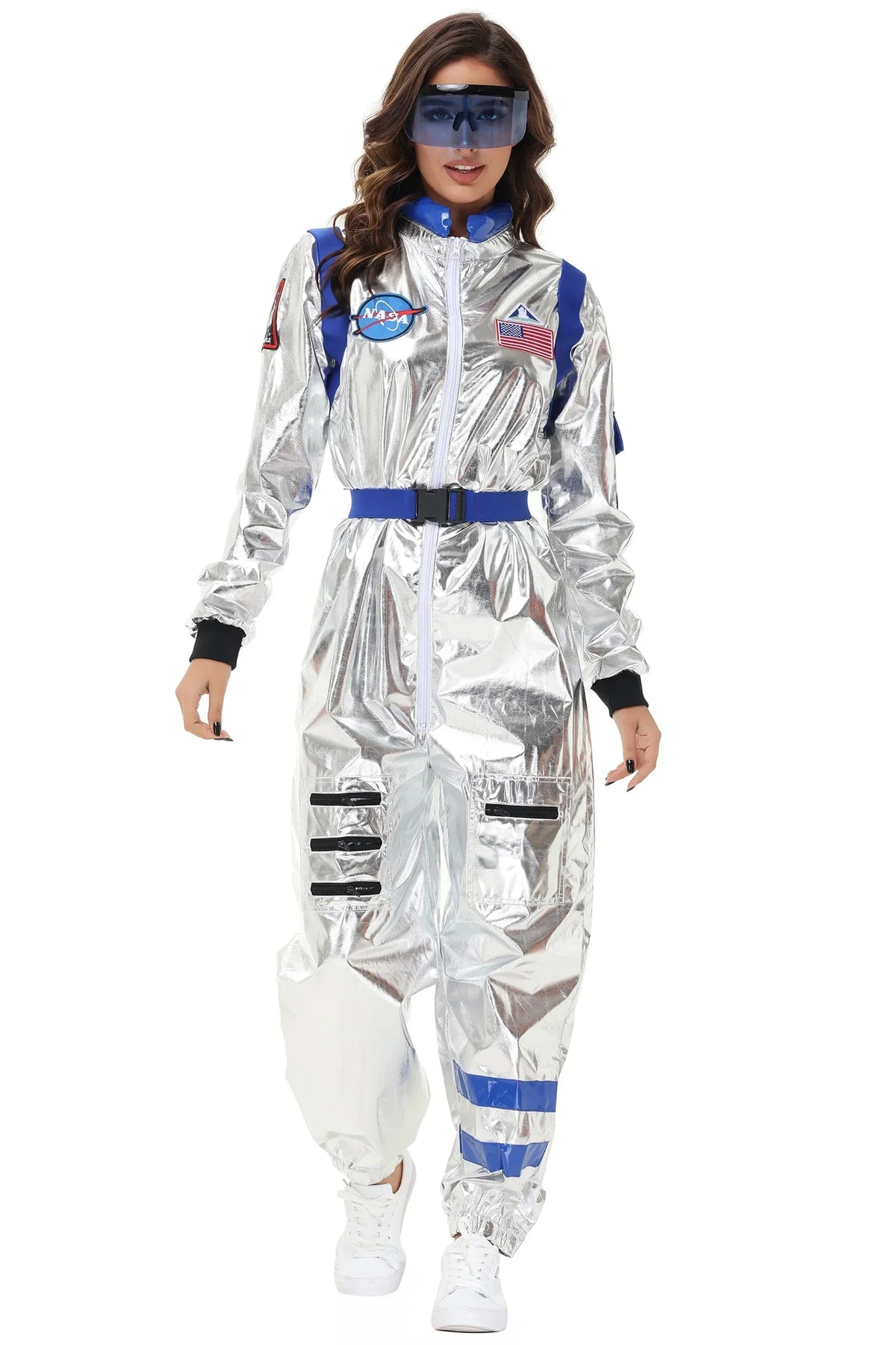 Zilverkleurig astronautenruimtepak voor volwassenen, jumpsuit voor koppels, cosplay voor Halloween, carnaval en verkleedfeesten 2026