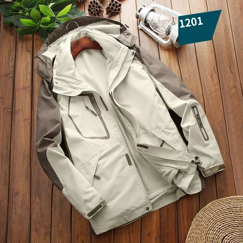 Chaqueta impermeable 2 en 1 para hombre - Softshell con forro polar para senderismo