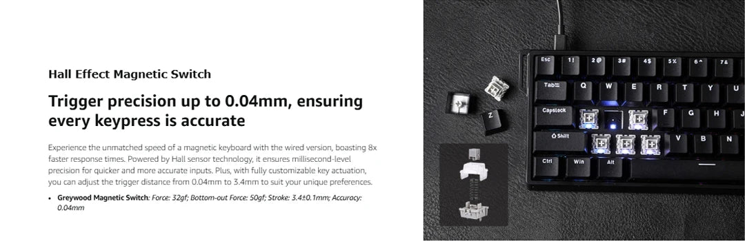 Teclado Mecánico Magnético Hot Swap 60 Porciento 8000Hz