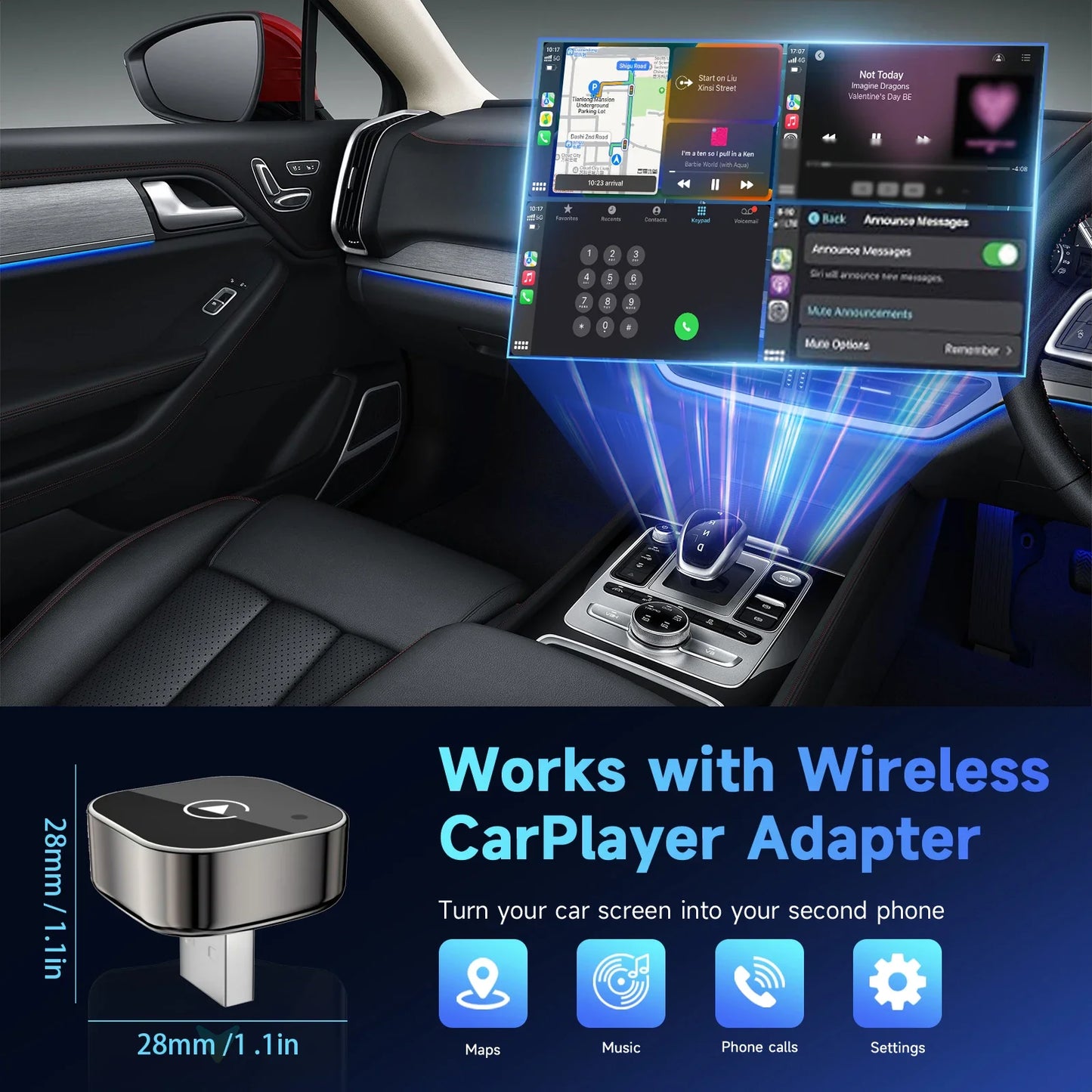 Wireless CarPlay Adapter 2-in-1 für Android Auto, AI Smart Box, Herbst 2025 Auto-Technik Geschenk