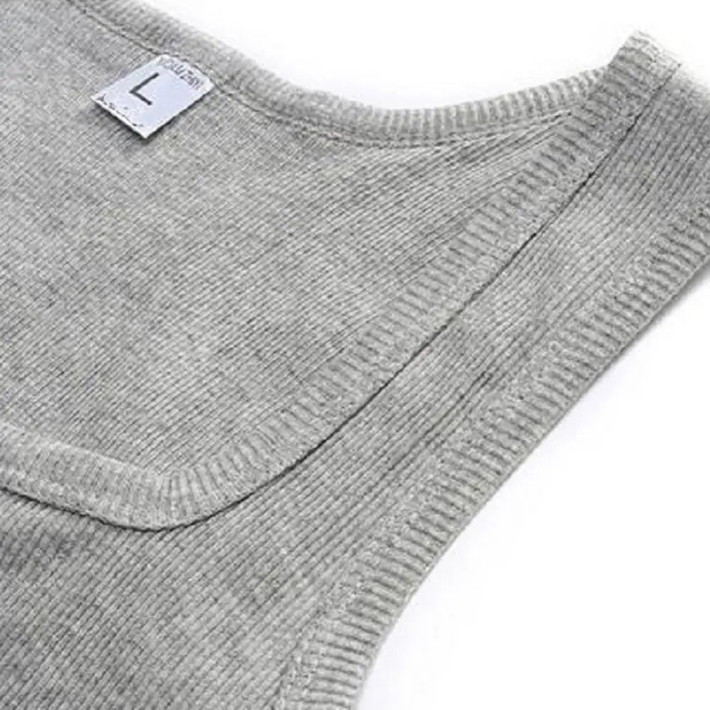 Breathable men's cotton tank top – slash neck, casual fit, solid, summer knit vest