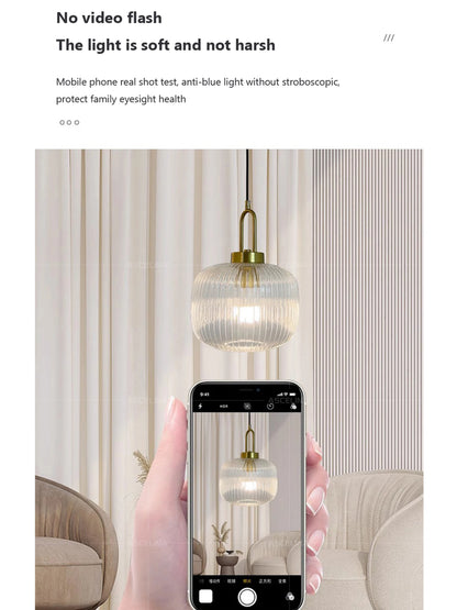 Japandi glaspendellampa japansk nordisk hänglampa varm