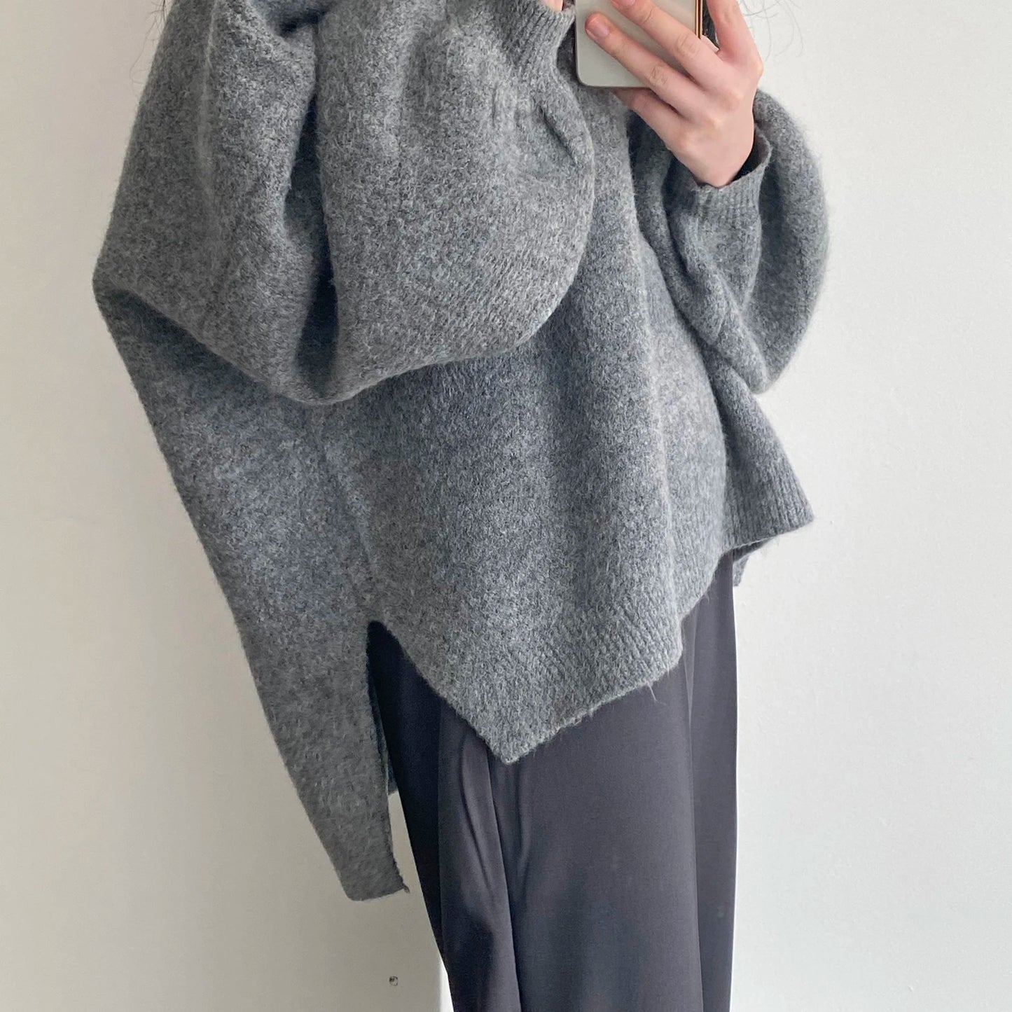 Oversized Cozy Women's Pullover - O Neck, Knit, Office Wear