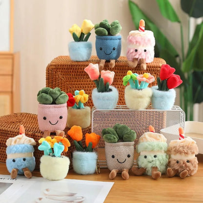 Plush Succulent Potted Plant Toy, Soft Cuddly Decor for Home and Gifts, 12-Inch Green Plushies for Kids
