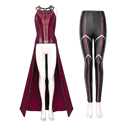 Scarlet Witch cosplay komplett kostyme kappe bukser