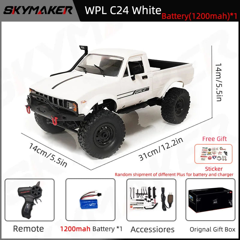 RC Car 1:16 Scale 4WD Rock Crawler Electric Off Road Buggy With LED Lights Gift For Kids 15-20 Min Run Time