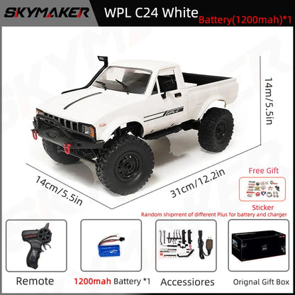 RC Car 1:16 Scale 4WD Rock Crawler Electric Off Road Buggy With LED Lights Gift For Kids 15-20 Min Run Time