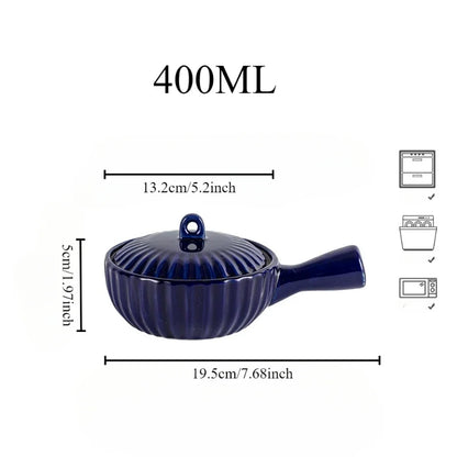 Keramisk skål med en handtag och lock japansk stil