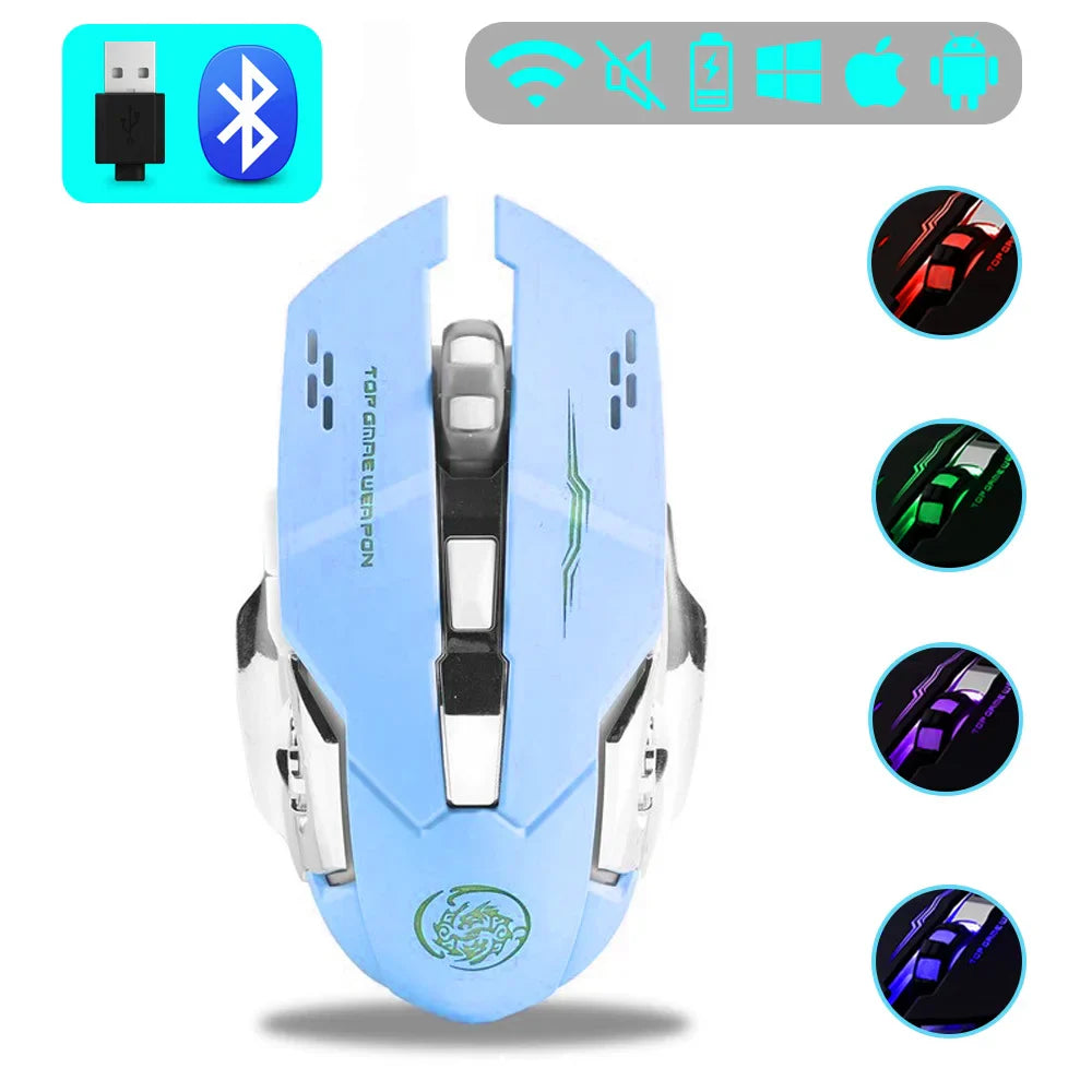 Wireless Gaming Mouse Rechargeable Silent RGB Backlight