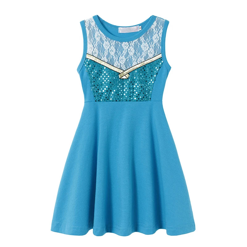 Let pigekjole - ærmeløs A-form, polyester, elastan, afslappet sommerbrug
