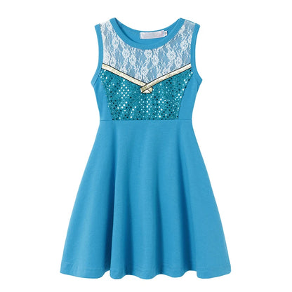 Let pigekjole - ærmeløs A-form, polyester, elastan, afslappet sommerbrug