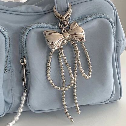 Beaded Pearl Bow Keychain Y2K Bag Charm Cute Gift Accessory