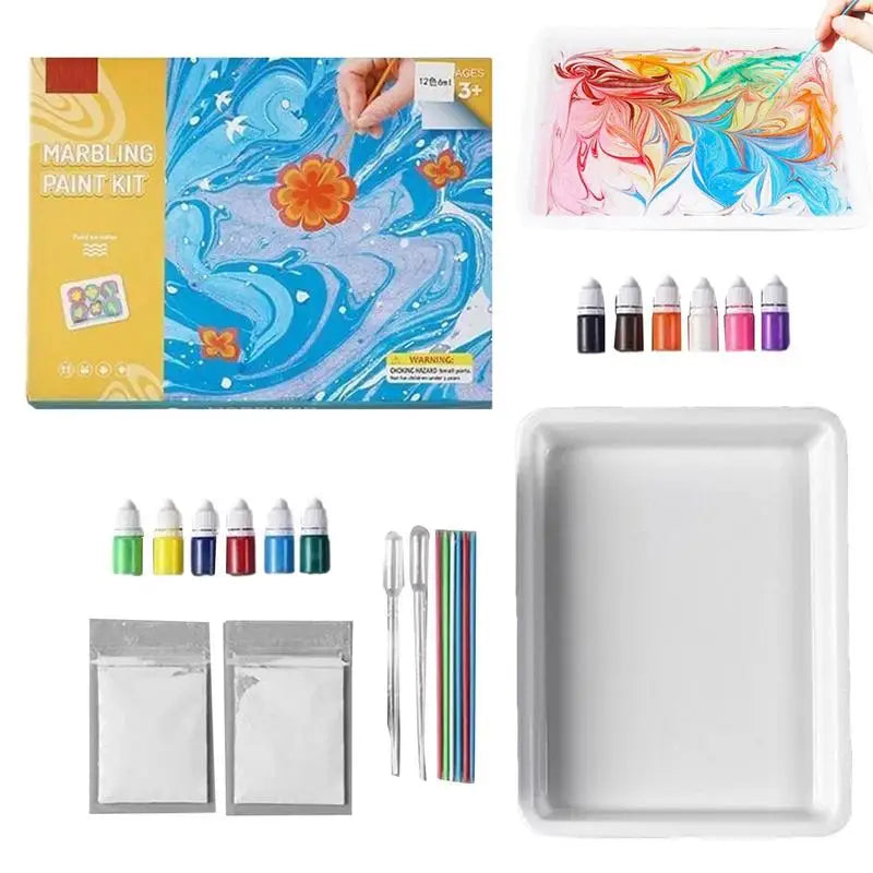 Kids Creative Marbling Paint Set - Fun DIY Art Kit for Boys & Girls Aged 6-10, Unique Holiday Gift for Aspiring Young Artists