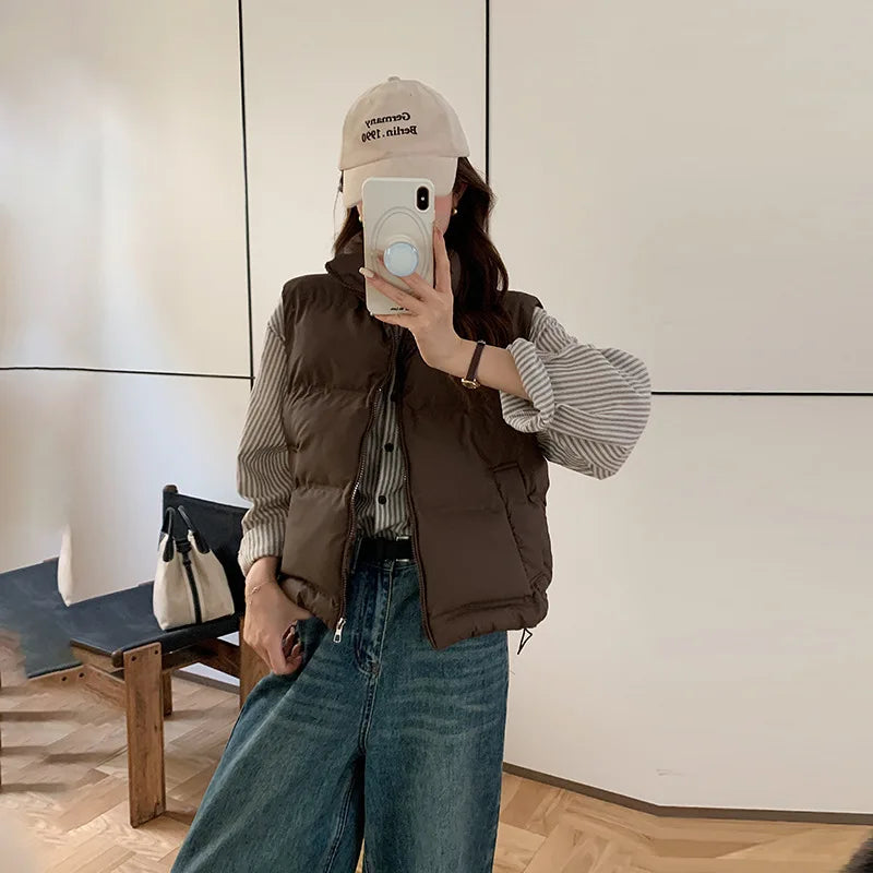 Lightweight Women's Down Vest - Cropped Boxy, Duck Fill