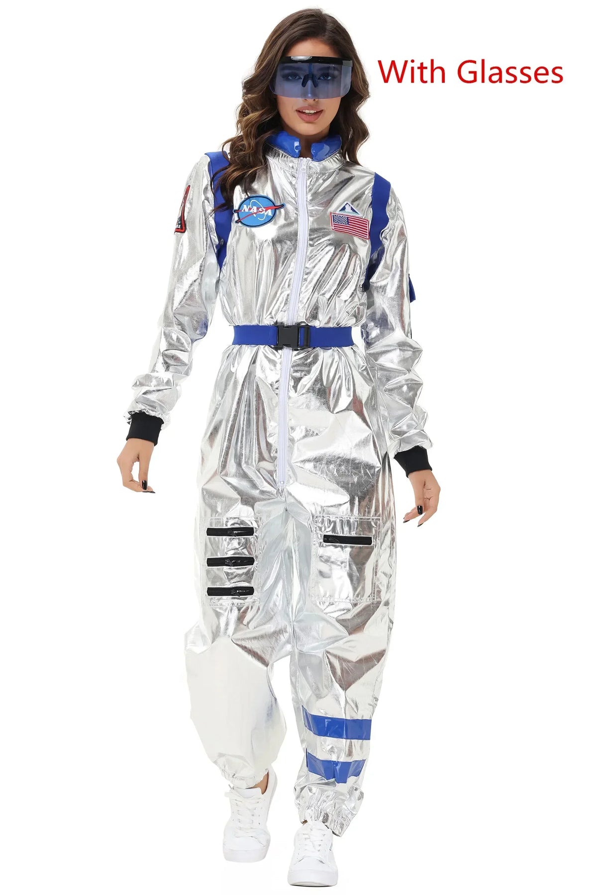 Zilverkleurig astronautenruimtepak voor volwassenen, jumpsuit voor koppels, cosplay voor Halloween, carnaval en verkleedfeesten 2026