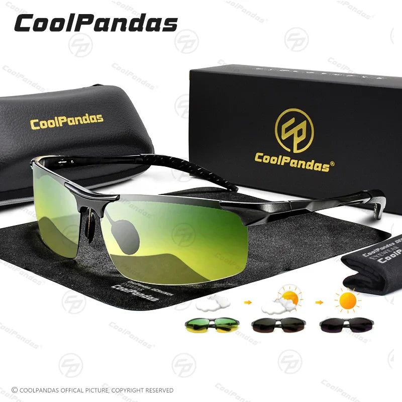 Photochromic Sunglasses Rimless Polarized Driving Night Vision Anti Glare Summer 2025