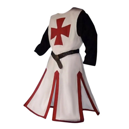 Costume de cosplay des Chevaliers Templiers Croisés - Ensemble authentique de tunique et de cape pour Halloween