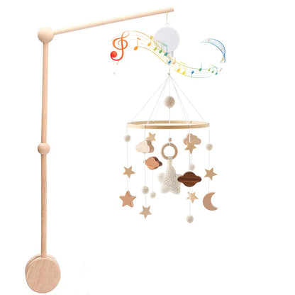 Wooden Baby Mobile Natural Wood Newborn Crib Mobile 0-12 Months Nursery Decor Newborn Gift 2025 Soothing Music