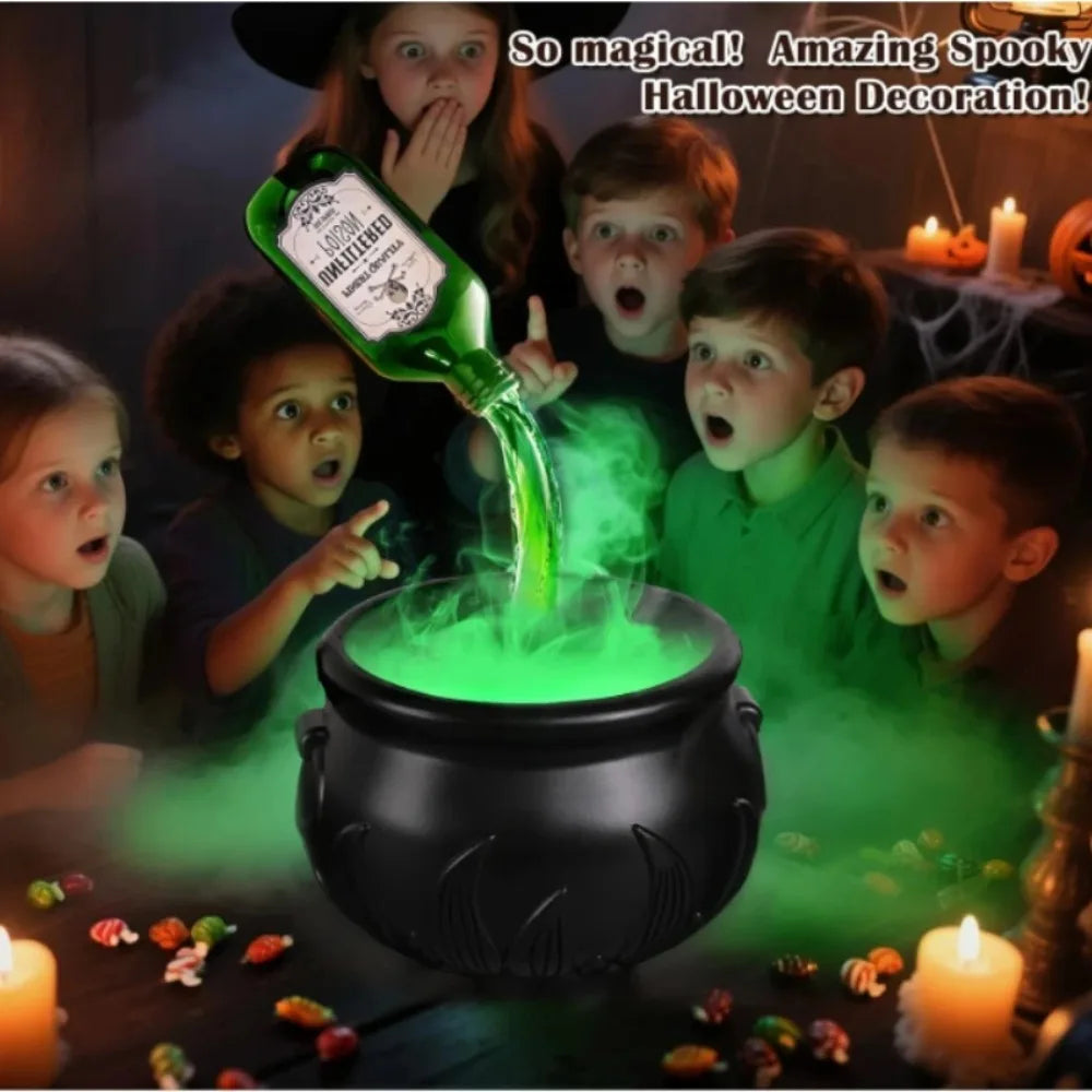 Witch Cauldron Fog Machine Halloween Prop With LED Glow
