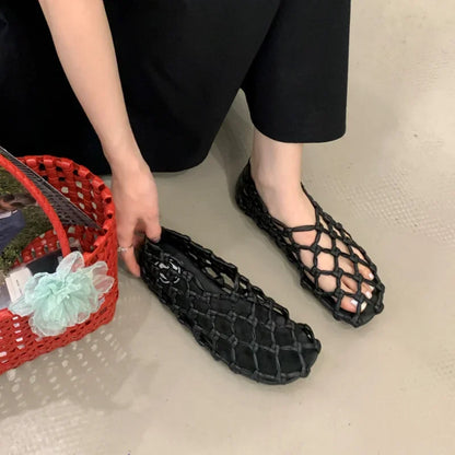 Breathable Women’s Ballet Flats - Mesh Weave, Summer