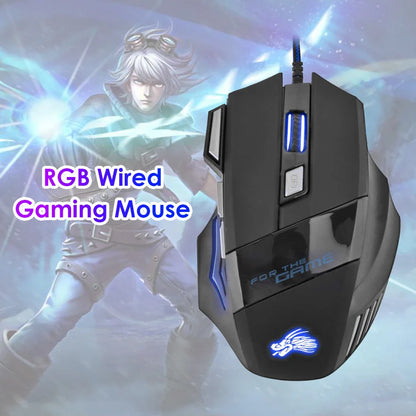Mouse da gioco cablato USB 7 pulsanti retroilluminato ergonomico comfort