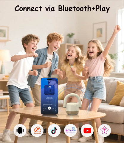 Karaoke Machine Mini Bluetooth Speaker With 2 Wireless Microphones, Holiday Gift 2025 Family Party Fun