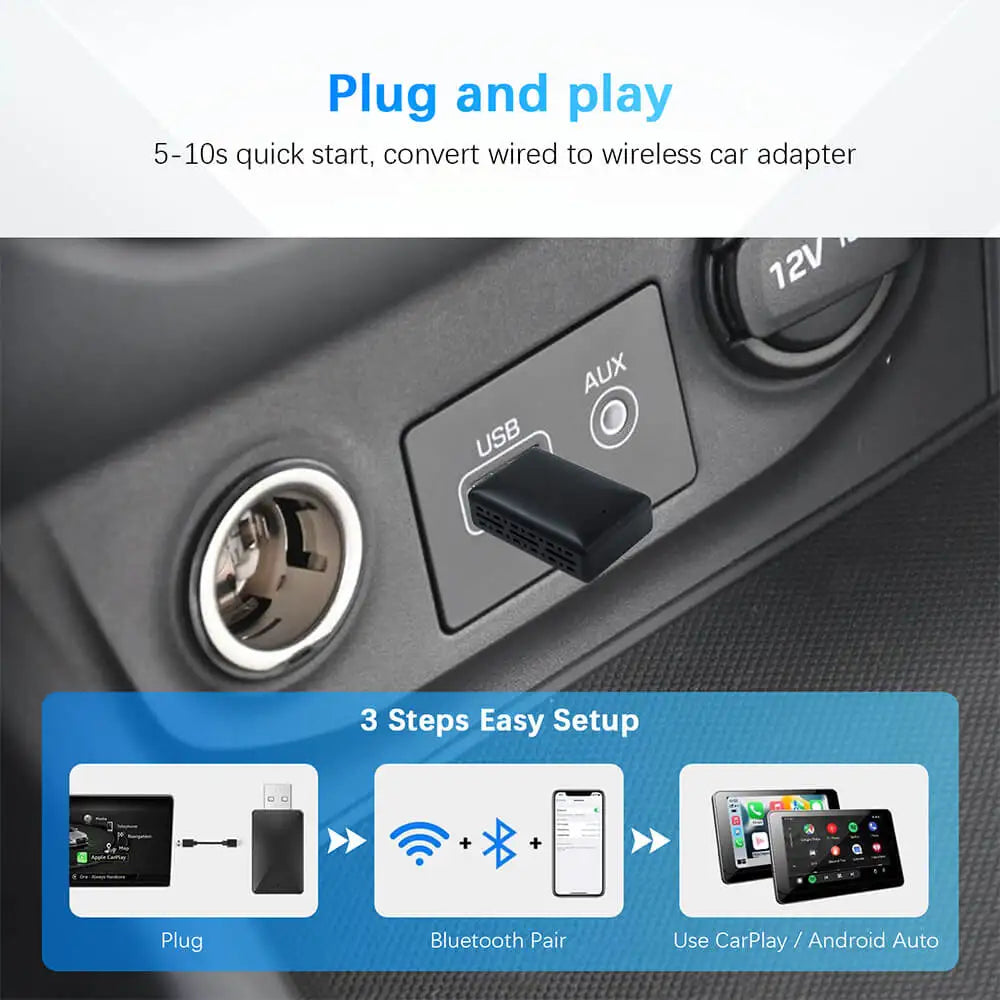 Wireless CarPlay AI Box 2in1 Android Auto Dongle Plug and Play Bilradio Opgradering 99 Procent Bilkompatibilitet Efterår 2025