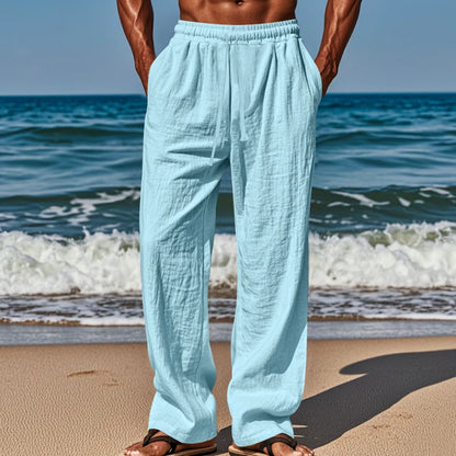 Drawstring Casual Beach Trousers - Loose Comfortable Solid Color Pants for Summer