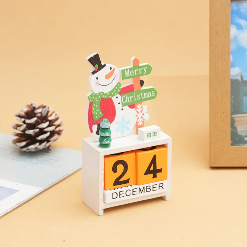 Adorno de calendario de cuenta regresiva de madera para Navidad, decoración de mesa