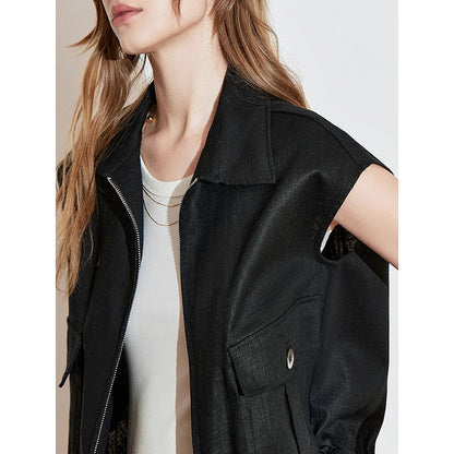 Lightweight Women's Sleeveless Jacket - Linen Cotton, Spring