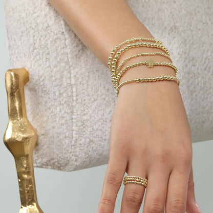 Gold Plated Cross Beaded Bracelet Stackable Hypoallergenic