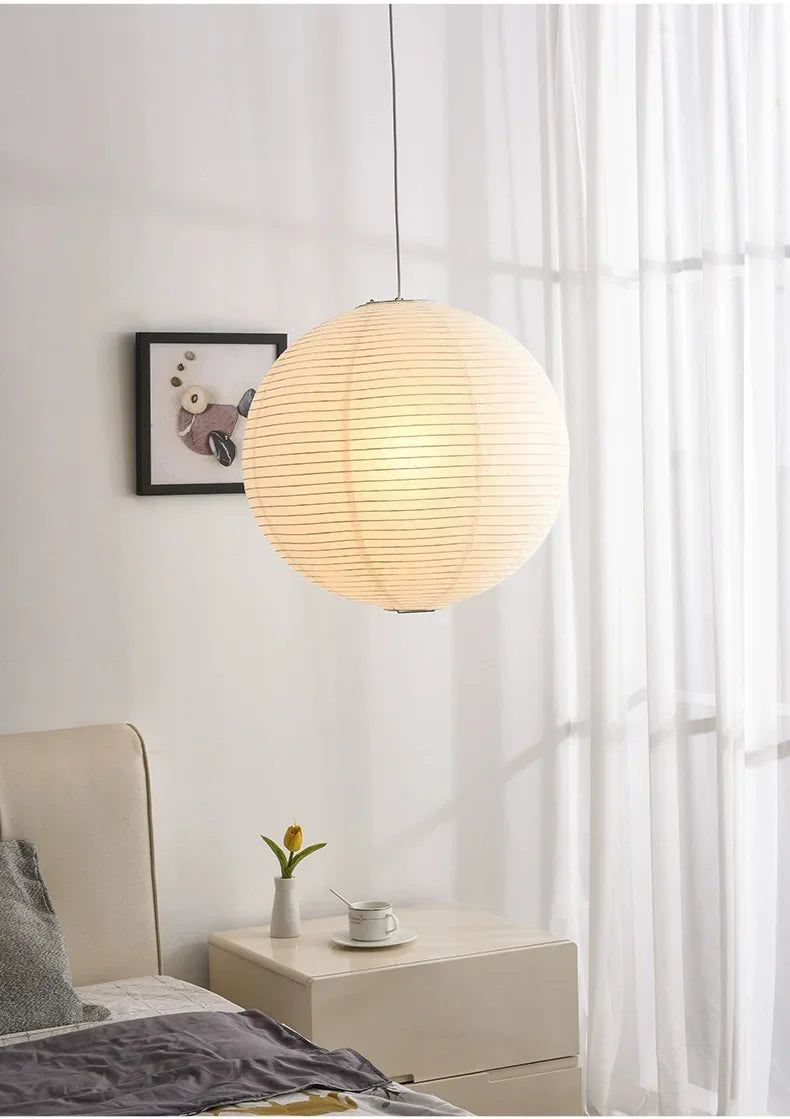 Japandi Wabi Sabi Round Pendant Light E27 LED Hanging Cozy Lamp