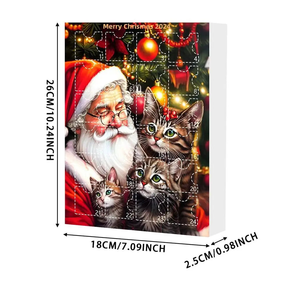 Calendario de Adviento de Gato 24 Días Adornos de Árbol Navidad