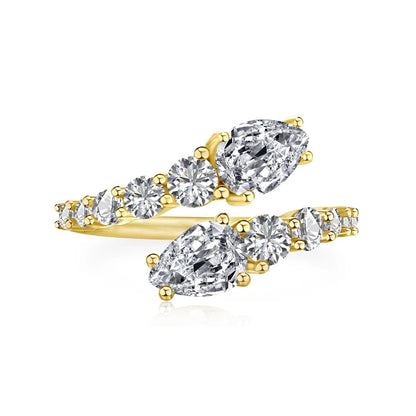 Verstelbare Cocktailring met Kubieke Zirkonia Valentijnscadeau 2026 Fonkelende Klauwzetting