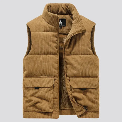 Insulating Mens Fleece Vest - Quilted Corduroy, Casual