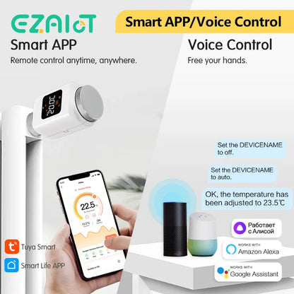 Smart WiFi Thermostatic Radiator Valve – App Control and Voice Assist, Alexa and Google Home 4-Pack Fall 2025